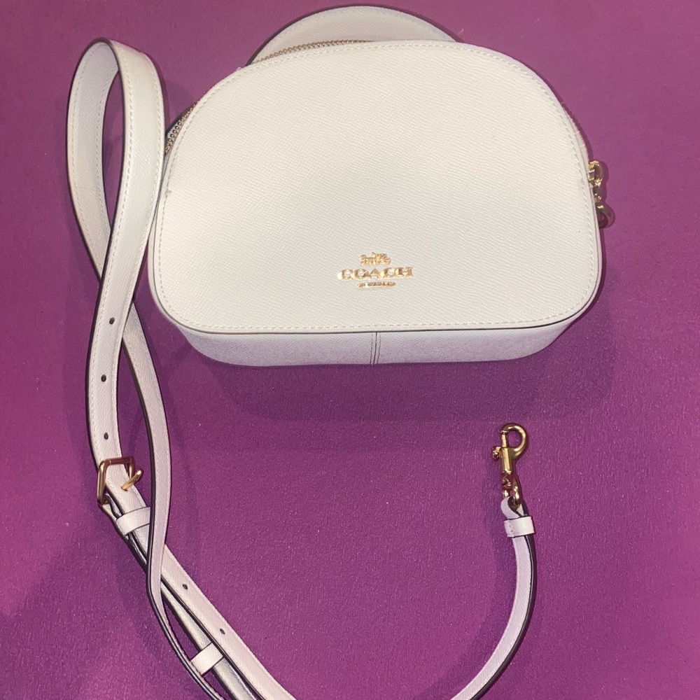 COACH AUTHENTIC CROSSBODY TOP HANDLE WHITE LEATHER PURSE